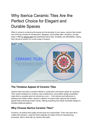 Why Iberica Ceramic Tiles Are the Perfect Choice for Elegant and Durable Spaces