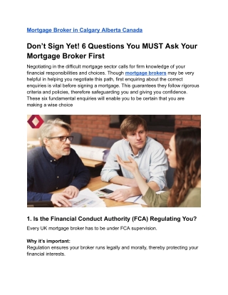 Six Questions to Ask Your Mortgage Broker First
