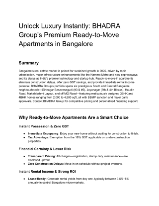 Unlock Luxury Instantly_ BHADRA Group's Premium Ready-to-Move Apartments in Bangalore