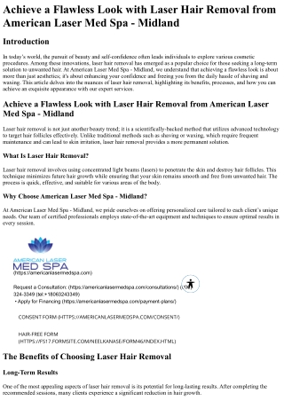 Achieve a Flawless Look with Laser Hair Removal from American Laser Med Spa - Mi