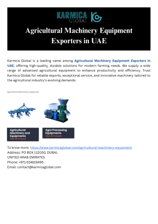 Agricultural Machinery And Equipment Suppliers in Dubai