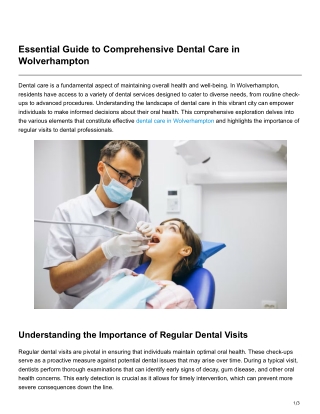 Essential Guide to Comprehensive Dental Care in Wolverhampton
