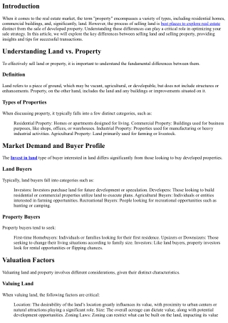 Key Differences When Selling Land vs. Property