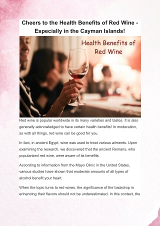 Cheers to the Health Benefits of Red Wine - Especially in the Cayman Islands!