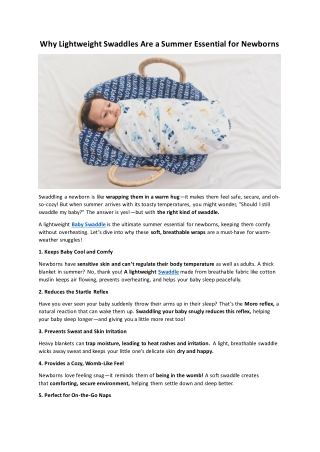 Why Lightweight Swaddles Are a Summer Essential for Newborns