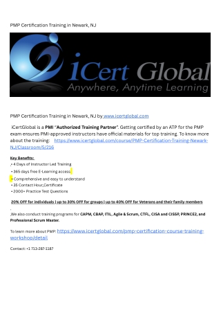 PMP Certification Training in Newark, NJ