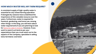 How Much Water Will My Farm Require
