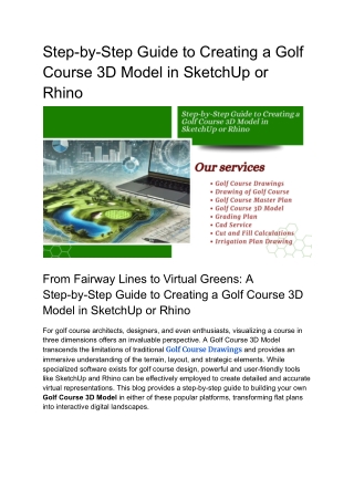 Step-by-Step Guide to Creating a Golf Course 3D Model in SketchUp or Rhino