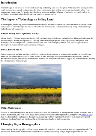 The Future of Selling Land: Trends to Watch