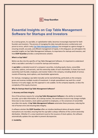 Essential Insights on Cap Table Management Software for Startups and Investors