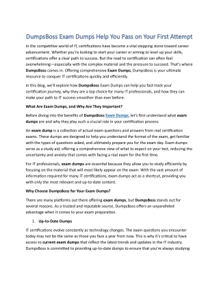 dumpsboss exam dumps help you pass on your first