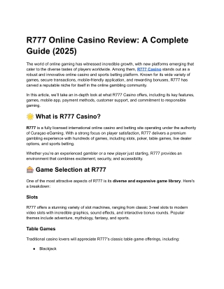 R777 Online Casino Review_ A Complete Guide (2025)
