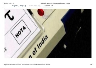 Debate Erupts Over Uncontested Elections in India