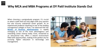 why mca and mba programs at dy patil institute