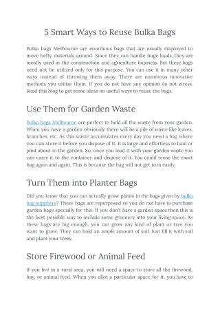 5 Smart Ways to Reuse Bulka Bags