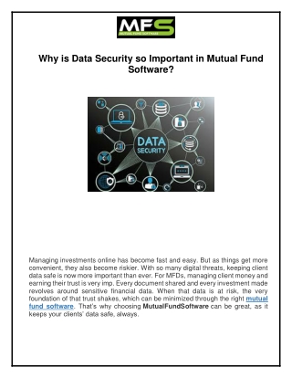 Why is Data Security so Important in Mutual Fund Software