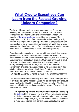 What C-suite Executives Can Learn from the Fastest-Growing Unicorn Companies