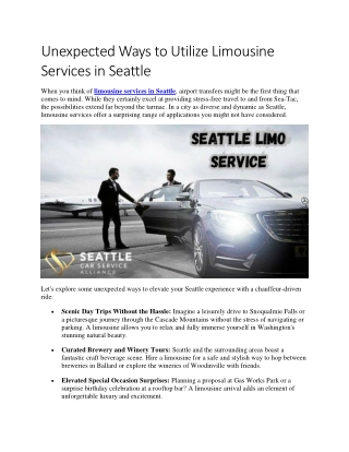 Unexpected Ways to Utilize Limousine Services in Seattle