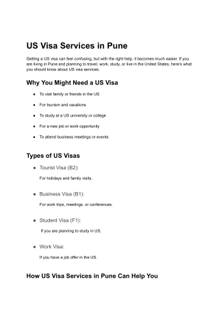 Expert US Visa Services in Pune