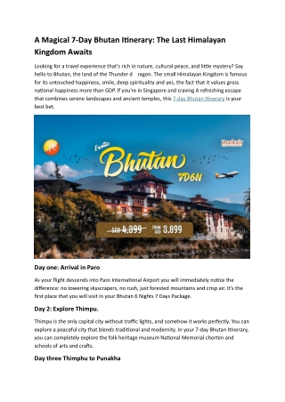 A Magical 7-Day Bhutan Itinerary: The Last Himalayan Kingdom Awaits