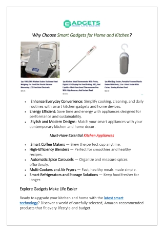 Why Choose Smart Gadgets for Home and Kitchen