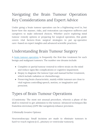 navigating the brain tumour operation
