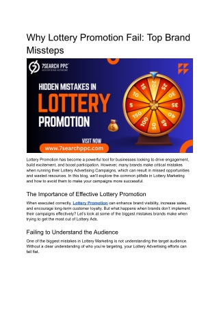 Why Lottery Promotion Fail: Top Brand Missteps