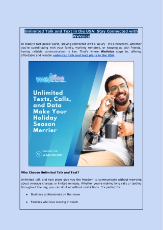Unlimited Talk and Text in the USA: Stay Connected with We Voice