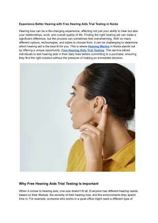 Experience Better Hearing with Free Hearing Aids