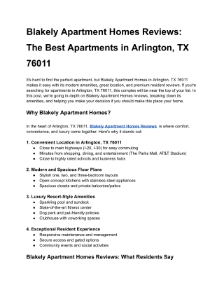 Blakely Apartment Homes Reviews_ The Best Apartments in Arlington, TX 76011
