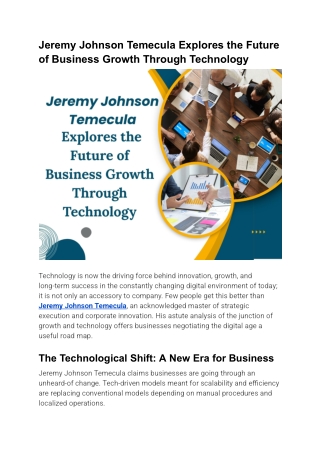 Transforming Business Through Technology: Insights from Jeremy Johnson Temecula
