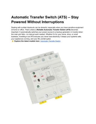 Best Automatic Transfer Switch (ATS) in Pakistan – Reliable Power Backup (1)