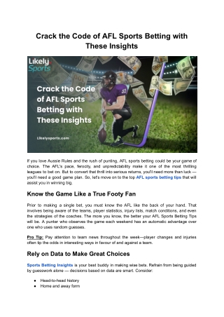 Crack the Code of AFL Sports Betting with These Insights