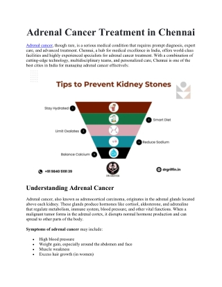 Adrenal Cancer Treatment in Chennai