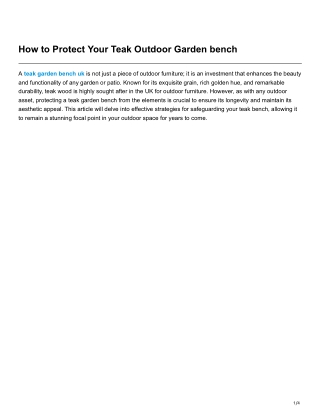 How to Protect Your Teak Outdoor Garden bench