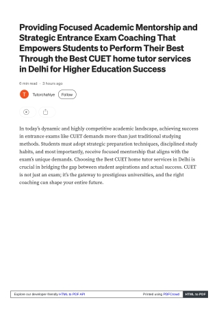 Plan Your Success with Best CUET home tutor services in Delhi