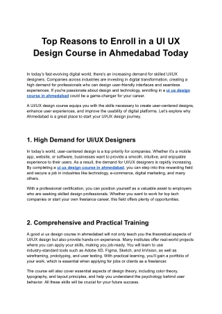 Top Reasons to Enroll in a UI UX Design Course in Ahmedabad Today