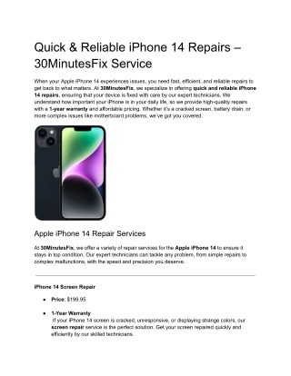 Quick & Reliable iPhone 14 Repairs – 30MinutesFix Service