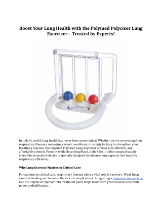 Boost Your Lung Health with the Polymed Polyciser Lung Exerciser