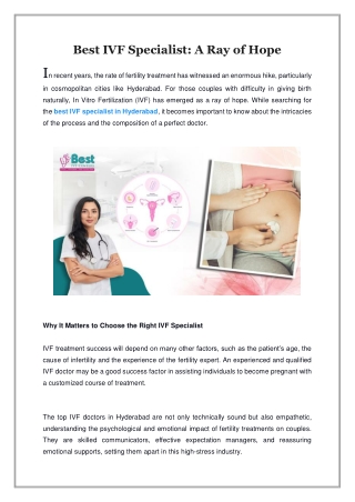 Best IVF Specialist, A Ray of Hope