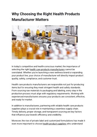 Choosing S&Y Biochem for Quality Health Products
