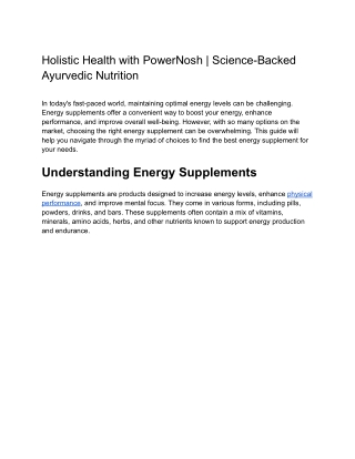 holistic health with powernosh science backed