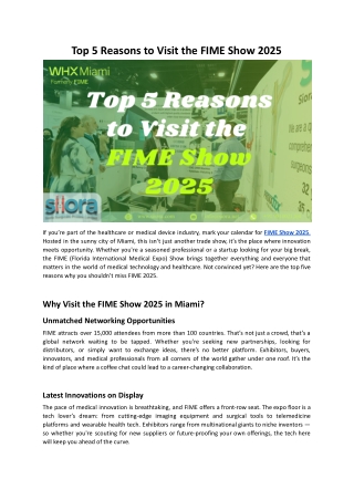 Top 5 Reasons to Visit at FIME Show 2025.