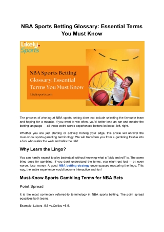 NBA Sports Betting Glossary Essential Terms You Must Know