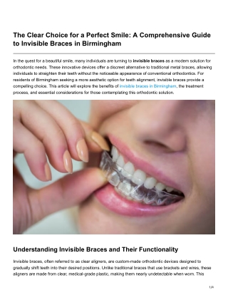 The Clear Choice for a Perfect Smile A Comprehensive Guide to Invisible Braces in Birmingham