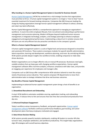 Why Investing in a Human Capital Management System is Essential for Business Growth