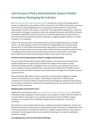 Life Insurance Policy Administration System Market