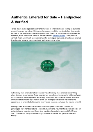 Authentic Emerald for Sale – Handpicked & Verified