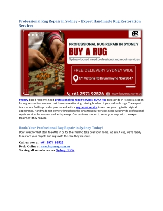 Professional Rug Repair in Sydney – Expert Handmade Rug Restoration Services