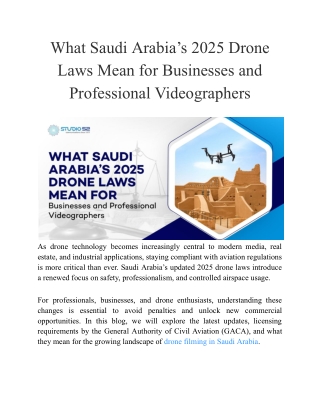What Saudi Arabia’s 2025 Drone Laws Mean for Businesses and Professional Videographers